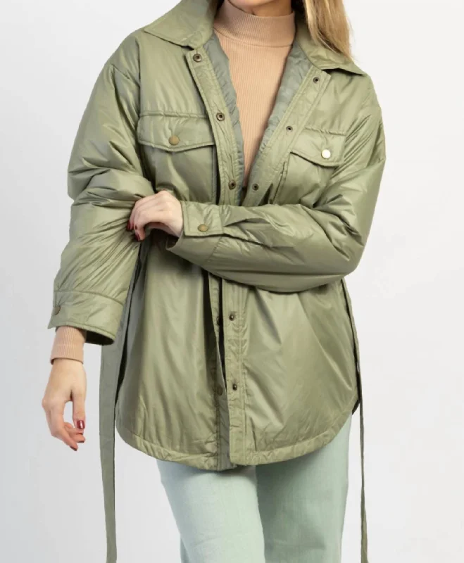 Throw Go Laurel Shirt Jacket In Green